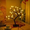 Romantic LED 24 cherry blossom tree lights Tree lamp USB switch simulation fake flower night light friend birthday gift small table lamp