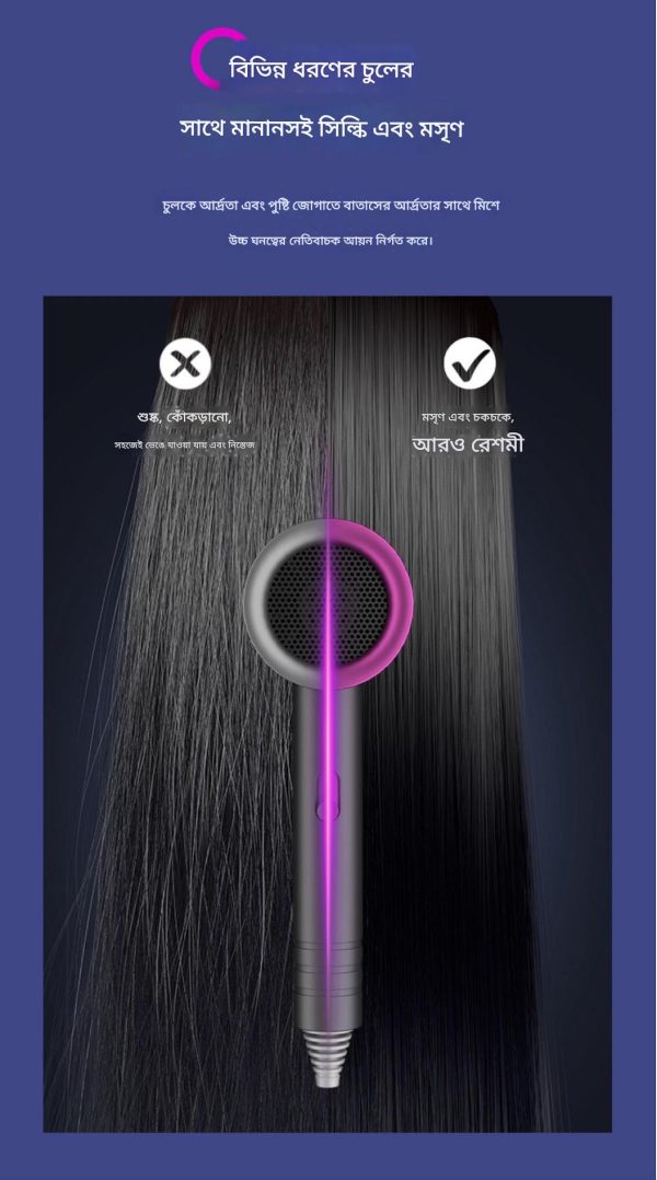 Home Long handle gray ion hair dryer - Image 4