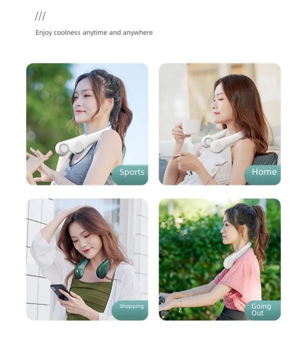 Outdoor White Color cooling usb charging small fan silent lazy portable mini turbo bladeless neck fan - Image 3