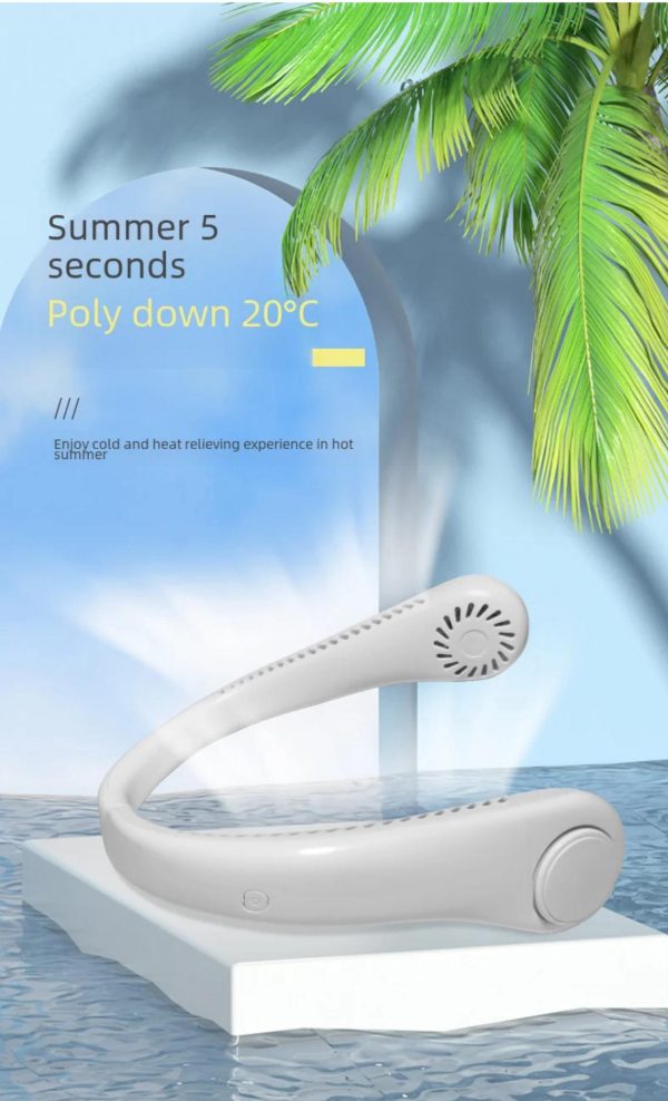Outdoor White Color cooling usb charging small fan silent lazy portable mini turbo bladeless neck fan