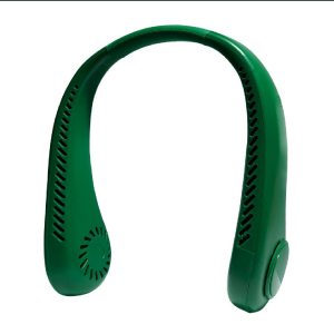 Outdoor green Color cooling usb charging small fan silent lazy portable mini turbo bladeless neck fan