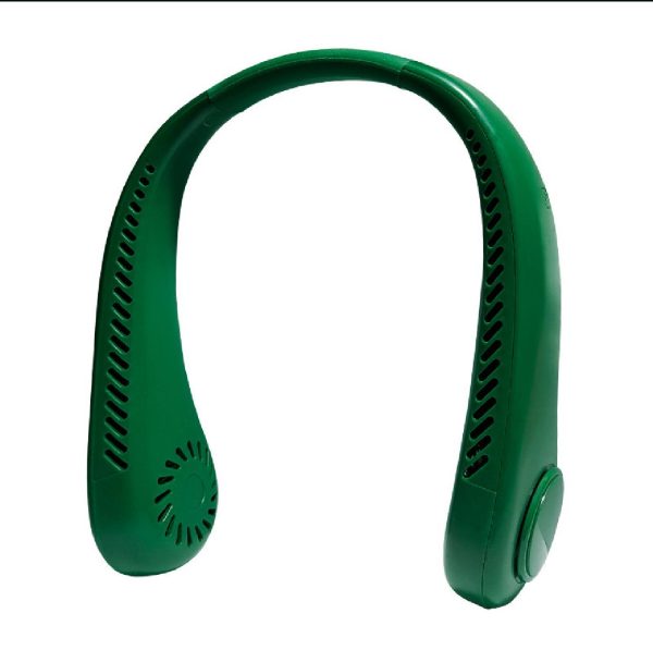 Outdoor green Color cooling usb charging small fan silent lazy portable mini turbo bladeless neck fan