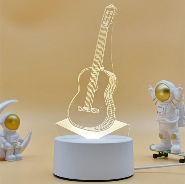 Creative 3d Guitar  night light activity gift atmosphere bedroom table lamp